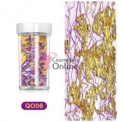 Foite subtiri colorate pentru decor unghii Q006 Mov cu Auriu